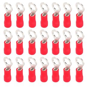 ESUPPORT 100Pcs Yellow 1/4" Copper Ring Insulated Terminal Connectors 10-12 Ga Crimp Wire Electrical Cable Kit Quick Splice M6