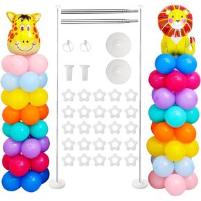 Balloon Stand Kit Set of 2, 7FT Adjustable Height Balloon Column Kit for Floor with Metal Telescopic Pillar for Halloween Thanksgiving Day New Years 2025 Gender Reveal Party Decorations