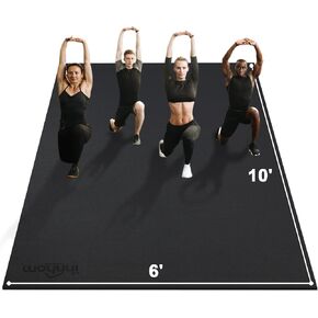 بساط تمرين كبير من innhom مقاس 6'x4'/7'x5'/8'x6'/10'x6'، بساط تمرين أرضيات الصالة الرياضية للمنزل، سجادات تمارين رياضية للتمرين المنزلي، سجادة أرضية سميكة للياقة البدنية in Kuwait