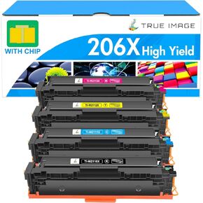 206X Toner Cartridges 4 Pack High Yield: M283fdw 206A Set Compatible Replacement for HP 206X 206A for HP Color Laserjet Pro MFP M283fdw M283cdw M255dw M283 M255 Printer Ink (with Chip -B/C/Y/M)