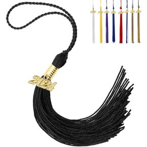 2024 Graduation Tassel, Graduation Cap Tassel with 2024 Year Gold Charms for Graduation Cap, Assel Charm for Graduate Hat Ceremonies Accessories (Black)…