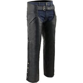 Milwaukee Leather Chaps for Men's Black Leather Slash Pocket- Snap Out Thermal Lined Motorcycle Riders Chap- SH1103