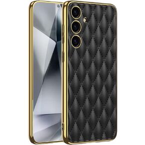 Miimall Slim Case for S24 Leather Case, S24 Case for Women, Soft PU Leather & TPU Electroplated Frame Non-Slip Anti-Scratch Thin Phone Cover for Samsung Galaxy S24, Purple