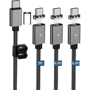 ZBF 100W USB C Magnetic Charging Cable, 2 in 1 Charger Cable for Type C(3 Pack, 4/6.6/6.6FT) 480Mbps Data Transfer, 5A Fast Charging for Phone 17 16 15,14,13 Pro Max, MacBook Pro,Pad,Galaxy S22,Pixel in Kuwait
