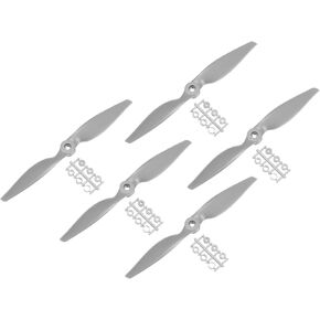 MECCANIXITY 5Pcs 10x5 Inch Propeller RC Propellers 2-Vane Blades Props Gray with Adapter Rings for RC Airplane Aircraft Prop Replacement