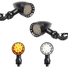 Bullet Rear LED Turn Signal Lights Universal Motorcycle Brake Taillights w/Relocation Kit 12V Running Light Compatible with Honda Dual Sport Harley Yamaha Suzuki Kawasaki, Black