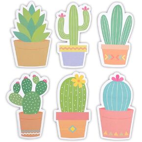 Paper Junkie 6-Pack Cactus Sticky Notes, Cute Succulent Note Pad for Office Stationery Supplies, Adhesive Plant Memo Reminder, Teacher Appreciation Funny Gifts, Fun Desk Accessories (6 Designs)