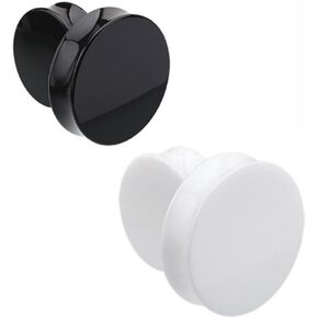 2 PAIR (4pcs) BLACK WHITE ACRYLIC PLUGS Double Flare Gauges Solid Saddle Thin Ear Flesh Tunnels 1059