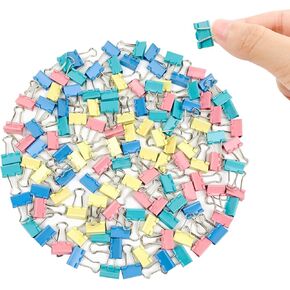120-Pack Mini Binder Clips in 4 Colors (Blue, Yellow, Red, Green), 15mm/0.6-Inch Small Paper Clips for Home, School, Office and Business