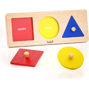 Boby Montessori Puzzle Set for Early Education: Shape Sorting Toys and Colorful Wooden Peg Puzzles for Babies 12-18 Months - Promote Finger (3 Circles Sorting puzzle(Animal))