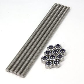 Zeberoxyz 5pcs/Pack M12 x 250mm Fully Threaded Rods, 304 Stainless Steel Threaded Rod, Right Hand Threads 1.75mm Pitch with 10pcs LockNuts for Clamps, Hangers, Anchor Bolts and U-Bolts (M12 x 250mm)