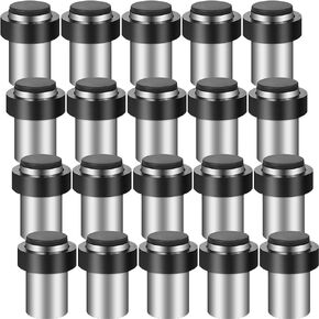Chumia 6 Pcs Door Stops Floor Mounted Door Stopper Stainless Steel Cylindrical Floor Door Stop Modern Decorative Rubber Bumper Door Holder Wall Protector Doorstop for Bottom or Top of Door (Black)