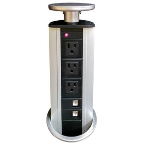 Vertical Tabletop Power Data Center - 3 Power, 2CAT6 + 2 USB Charging Ports
