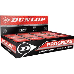 Dunlop Squash Balls Progress Red, for Recreational and Hobby Players - Medium Speed