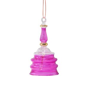 ECIT 60mm/2.3 inch Egyptian handmade pink christmas bell ornament for christmas tree decoration, hanging christmas ornament,blown glass christmas bell, handpainted christmas bell