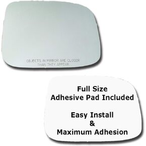 Mirror Glass + Full Size Adhesive Pad for 2004-2012 Chevrolet Colorado GMC Canyon Passenger Side Replacement (2004 2005 2006 2007 2008 2009 2010 2011 2012 04 05 06 07 08 09 10 11 12)