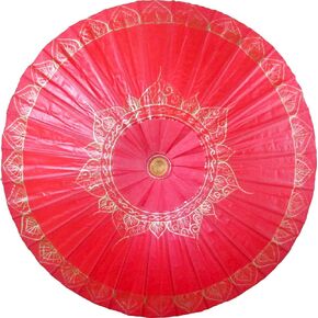 Oriental-Decor Fashion Rain Umbrella, Traditional Design, Bamboo Frame, Hand-Painted Design, Large 35 inch Size