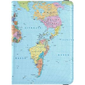 OTVEE Passport and Vaccine Card Holder Combo, PU Leather Passport Holder with Vaccine Card Slot, Colored World Map Passport Wallet RFID Blocking, Passport Cover Case for Women Men