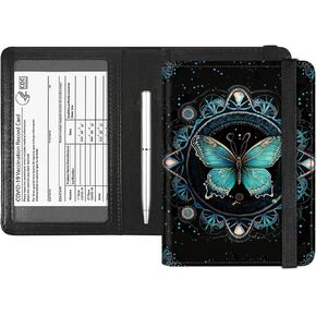 Rossy Passport and Vaccine Card Holder Combo,Passport Holder with CDC Vaccination Card Slot Leather RFID Blocking Wallet Travel Documents Organizer Protector Cover for Women Men,Mountain Forest Tree