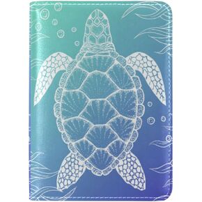 OTVEE Ocean Elements Sea Turtle Passport Holder Cover Leather Passport Case Travel Accessories for Men Women