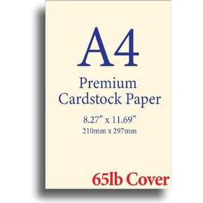 Natural Cream Premium A4 (8.3"x 11.7") Cardstock - 65lb Cover / 176 gsm - 100 Sheets