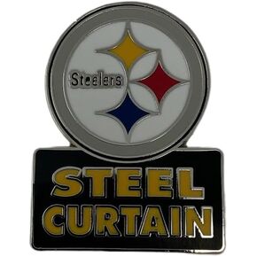 NFL Unisex Pittsburgh Steelers Steel Curtain Logo Pin 1 Inch, Team Colors, One Size