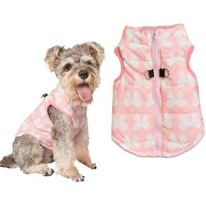 DroolingDog Dog Padded Jacket Dog Clothes Cold Weather Vest Pet Quilted Bomber Jackets for Small Dogs Girl, XS, Pink