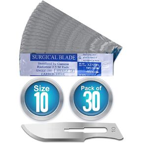 30pcs Sterile Scalpel Blades # 3 Individually Wrapped, with Storage Case, for Biology Lab Anatomy, Practicing Medical Student, Sculpting, Repairing