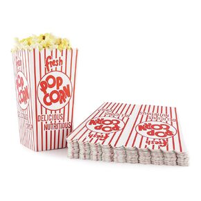 Snappy 44-E Red & White Open Top Popcorn Boxes, .8 Oz. 100Count