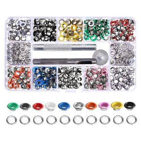 Bestgle 300 Sets Metal Grommet Eyelets Kit with 3 Pieces Grommets Setting Tools for Shoes Clothes Bags Leather Craft and Canvas DIY Projects (6mm Inside Diameter, 10 Colors)