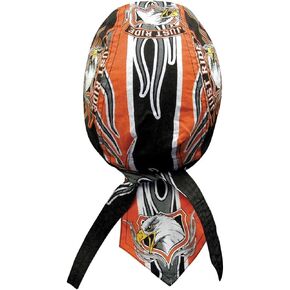 Danbanna Deluxe Black Orange Just Ride Eagle Pinstripe Flames Head Wrap Cap Hat Sweatband