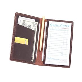 Fasjosma Server Books for Waitress,Leather Restaurant Guest Check Presenters Card Holder for Waitress,Restaurant Waitstaff Organizer with Money Pocket,Waiter Accessories Fit Server Apron-Coffee