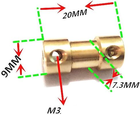 Unifizz D9mm x L20mm Bore Rigid Coupling, Copper Shaft Coupler Connector,Wheel Coupling Couple, 3.17mm to 4mm in Kuwait