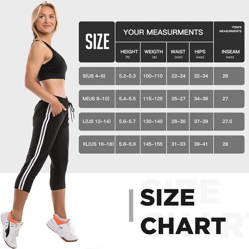 بنطلون رياضي Stanpetix Joggers للنساء - بنطال رياضي نسائي بجيوب للجري (كابري، أسود، متوسط) in Kuwait