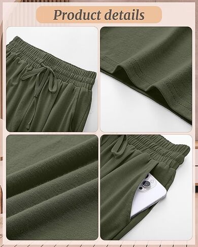 Riyiper 3 Pack Women Causal Capri Pants Drawstring Lounge Yoga Capri Sweatpants Loose Wide Leg Crop Trousers with Pockets in Kuwait