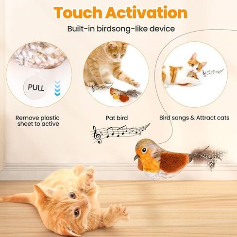 لعبة ريش الطيور والقطط من Aucenix - لعبة النعناع البري المحفزة التي تعمل باللمس للقطط الصغيرة، ألعاب تفاعلية للطيور النقيق المضحكة قابلة للسحب للتعليق للقطط الداخلية المطاردة والمضغ واللعب (أزرق) in Kuwait