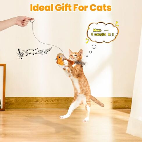 لعبة ريش الطيور والقطط من Aucenix - لعبة النعناع البري المحفزة التي تعمل باللمس للقطط الصغيرة، ألعاب تفاعلية للطيور النقيق المضحكة قابلة للسحب للتعليق للقطط الداخلية المطاردة والمضغ واللعب (أزرق) in Kuwait