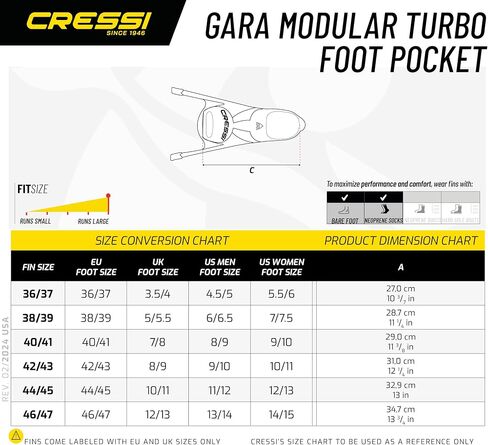 Cressi Long Free Diving Fins with Interchangeable Blades System - Gara Modular: Made in Italy in Saudi Arabia