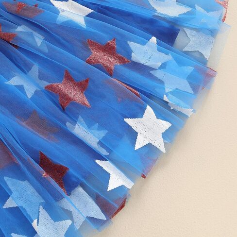 Xiaodriceee Toddler Girl 4th of July Outfit USA Short Sleeve T-shirt Star Tulle Skirts Little Girls Clothes Fourth Of July in Saudi Arabia