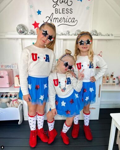Xiaodriceee Toddler Girl 4th of July Outfit USA Short Sleeve T-shirt Star Tulle Skirts Little Girls Clothes Fourth Of July in Saudi Arabia