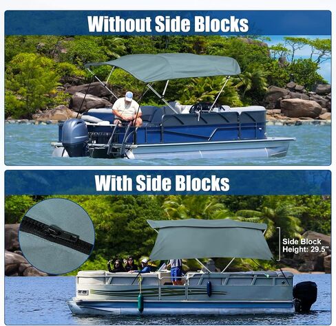 X AUTOHAUX 600D Canvas Only NO FRAME 3 Bow Bimini Top Replacement Top Cover with Detachable Side Blocks Storage Boot Blue Canvas Only NO FRAME in Saudi Arabia