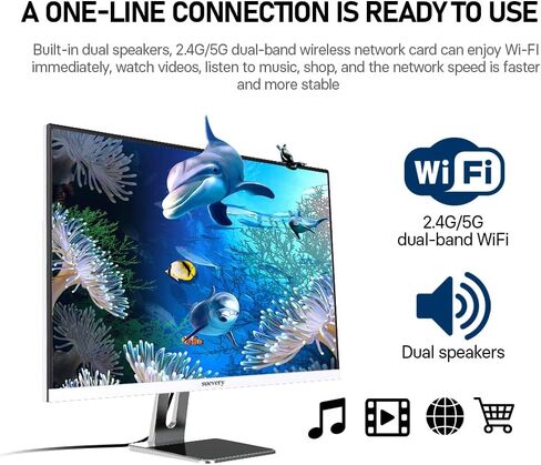 جهاز كمبيوتر الكل في واحد من Suevery شاشة FHD مقاس 24 بوصة Intel Core الجيل الثاني عشر I7 (2.30 جيجا هرتز حتى 4.7 جيجا هرتز، عشرة نوى وستة عشر خيطًا DDR4 16 جيجا بايت M.2 NVMe 512 جيجا بايت SSD Windows 11 Home AIO كمبيوتر مكتبي in Saudi Arabia