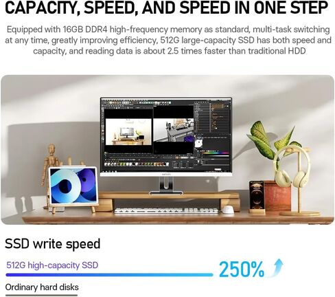 جهاز كمبيوتر الكل في واحد من Suevery شاشة FHD مقاس 24 بوصة Intel Core الجيل الثاني عشر I7 (2.30 جيجا هرتز حتى 4.7 جيجا هرتز، عشرة نوى وستة عشر خيطًا DDR4 16 جيجا بايت M.2 NVMe 512 جيجا بايت SSD Windows 11 Home AIO كمبيوتر مكتبي in Saudi Arabia
