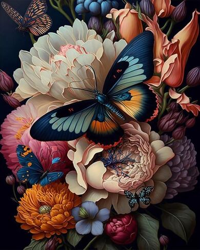 5D Diamond Painting Kits for Adults Beginners,Butterfly Flower Diamond Art Kit,DIY Full Round Drill Diamond Dot Gem Art Kits for Adults,Home Wall Decor 11.8x15.7 Inch in Kuwait