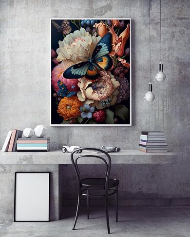 5D Diamond Painting Kits for Adults Beginners,Butterfly Flower Diamond Art Kit,DIY Full Round Drill Diamond Dot Gem Art Kits for Adults,Home Wall Decor 11.8x15.7 Inch in Kuwait