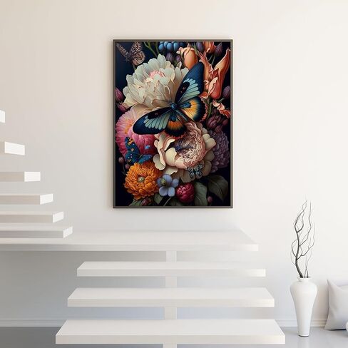 5D Diamond Painting Kits for Adults Beginners,Butterfly Flower Diamond Art Kit,DIY Full Round Drill Diamond Dot Gem Art Kits for Adults,Home Wall Decor 11.8x15.7 Inch in Kuwait