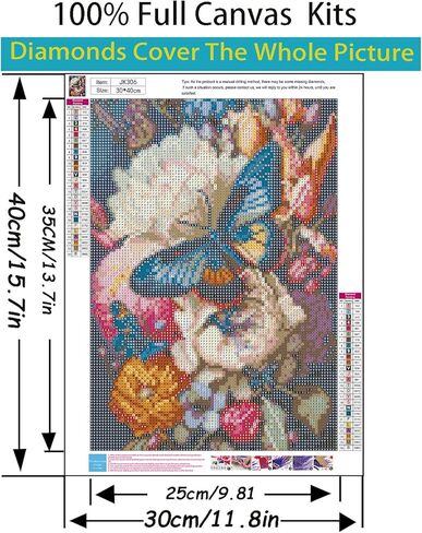 5D Diamond Painting Kits for Adults Beginners,Butterfly Flower Diamond Art Kit,DIY Full Round Drill Diamond Dot Gem Art Kits for Adults,Home Wall Decor 11.8x15.7 Inch in Kuwait