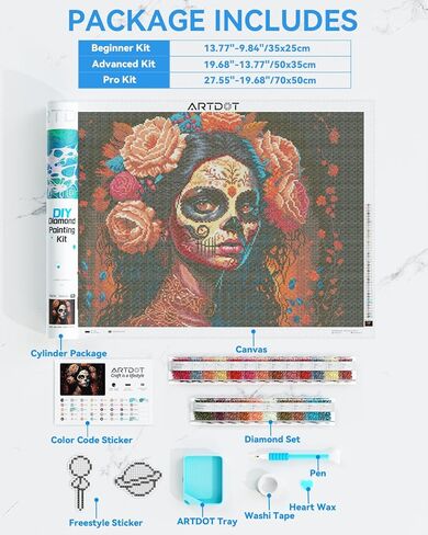 ARTDOT 5D Diamond Art Kits for Adults, Licensed Full Drill Skull Diamond Painting Kits for Beginners, Gifts for Women Mom(9.8x13.7 Inches) in Kuwait