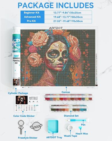 ARTDOT 5D Diamond Art Kits for Adults, Licensed Full Drill Skull Diamond Painting Kits for Beginners, Gifts for Women Mom(9.8x13.7 Inches) in Saudi Arabia