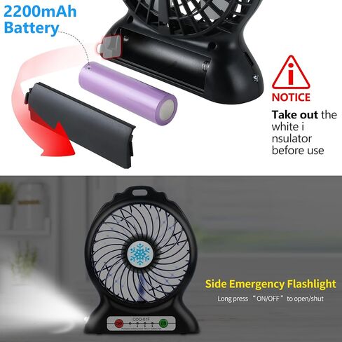 GGH Portable Fan Rechargeable,Personal Desk Fan,Small Battery Operated USB Fan with Flashlight,3 Speeds Wind Quiet Mini Desktop Fan for Travel,Camping,Bedroom,Office in Saudi Arabia